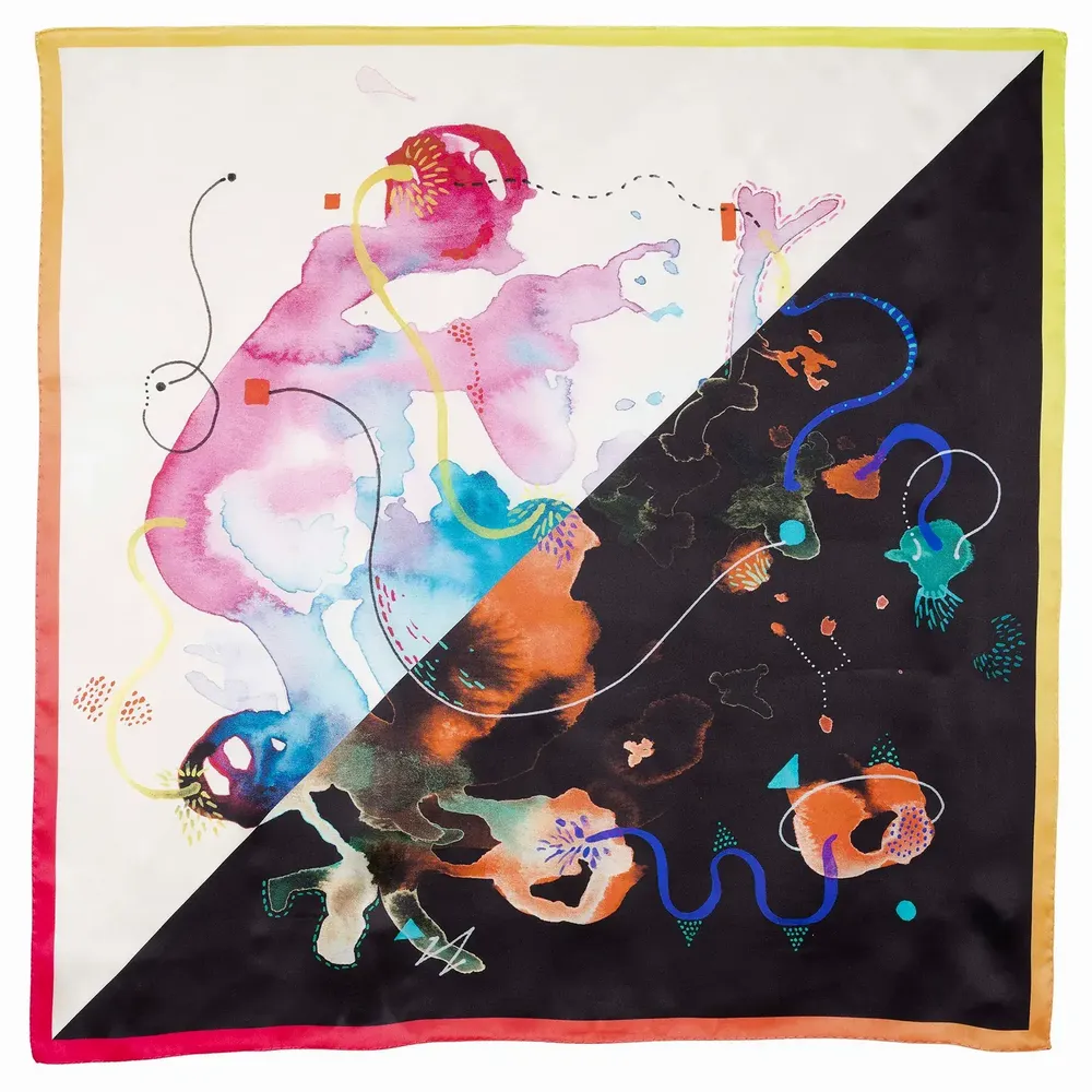 Foulards et écharpes - A day under the sea Silk Scarf | 90x90 cm - ELCIELA