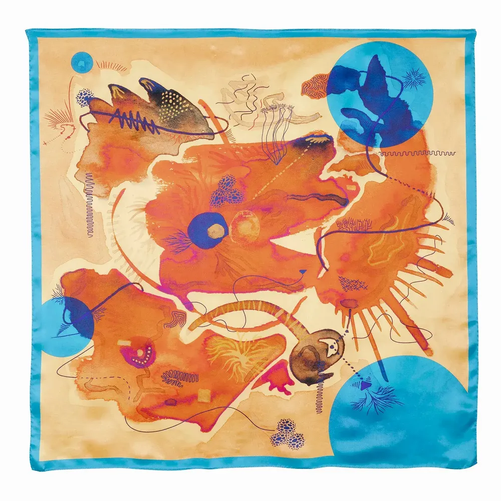 Foulards et écharpes - Ocean Echo Foulard en soie | 90x90 cm - ELCIELA