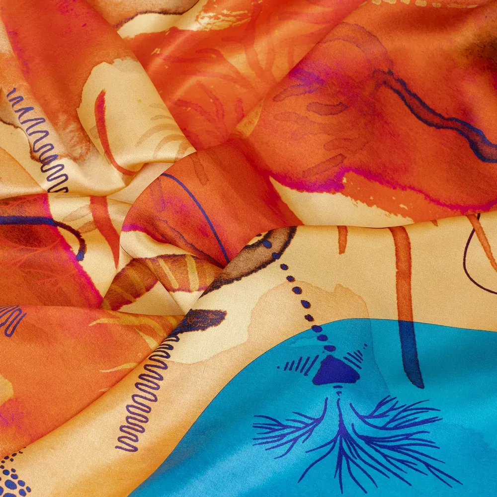 Foulards et écharpes - Ocean Echo Foulard en soie | 90x90 cm - ELCIELA