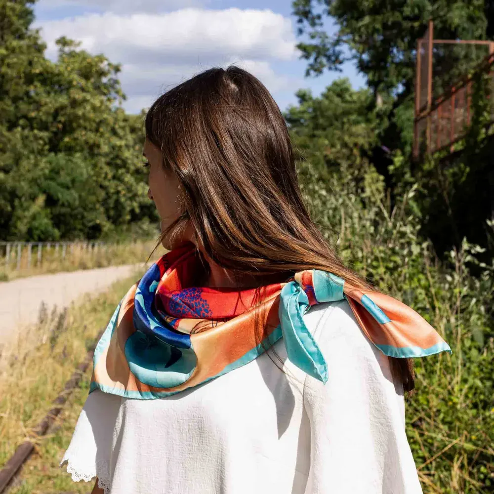 Foulards et écharpes - Ocean Echo Foulard en soie | 90x90 cm - ELCIELA