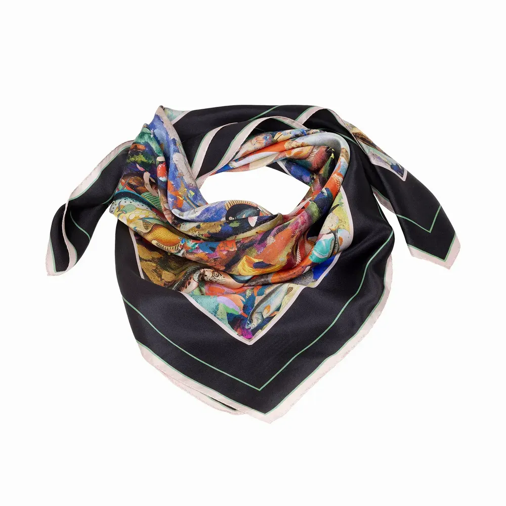 Foulards et écharpes - Aquarium Foulard en soie | 90x90 cm - ELCIELA