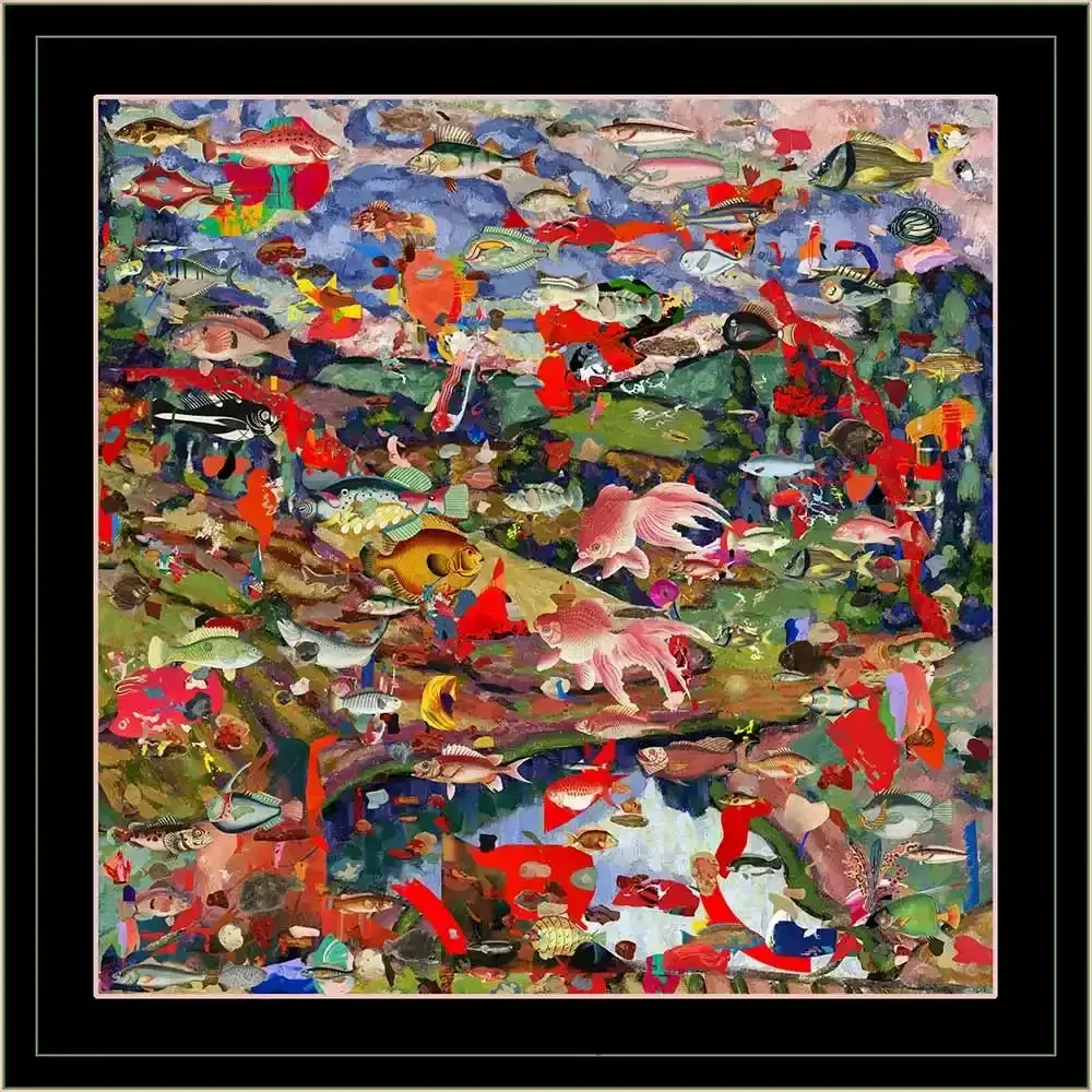 Foulards et écharpes - Aquarium Foulard en soie | 90x90 cm - ELCIELA