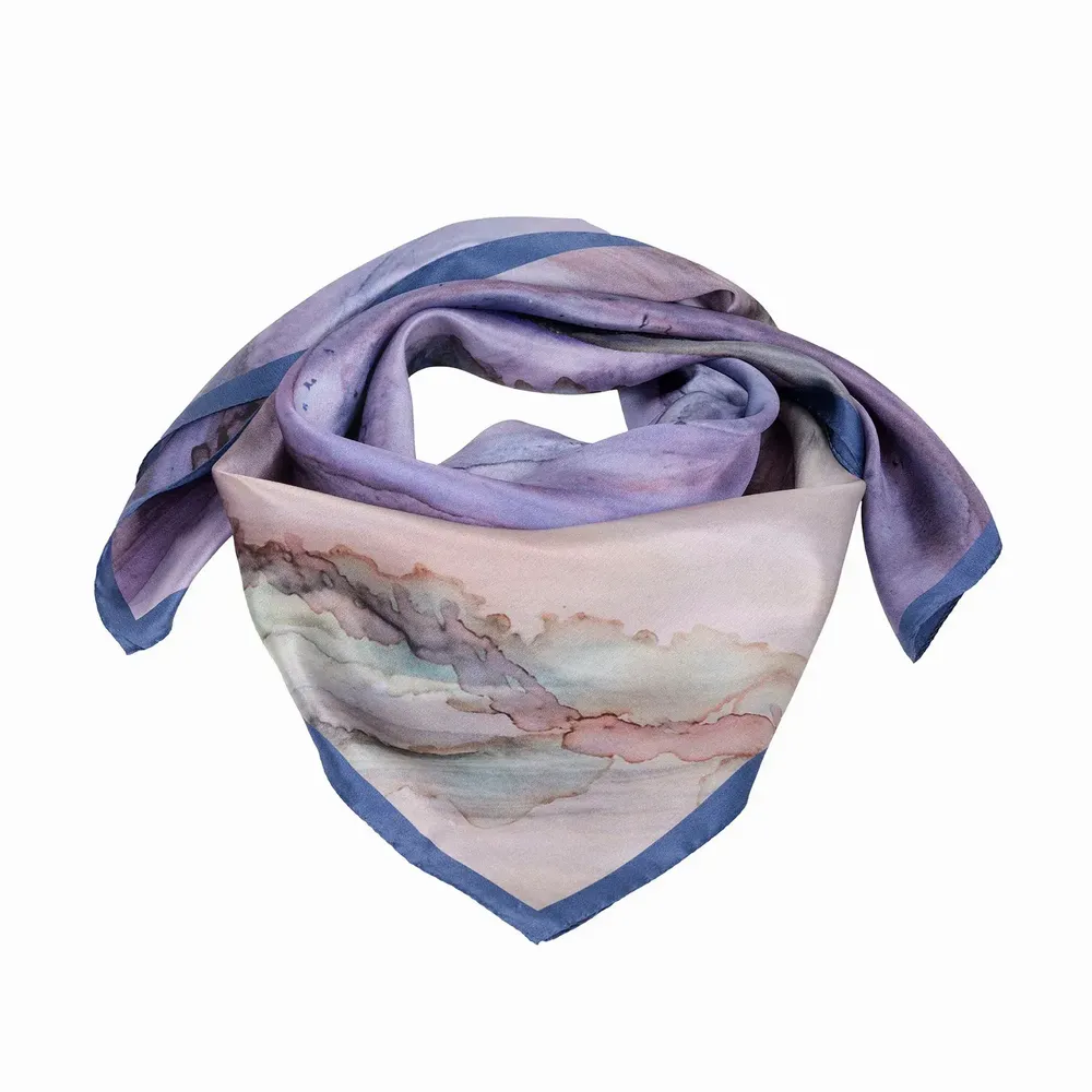 Foulards et écharpes - Purple Lucky Stone Foulard en soie | 90x90 cm - ELCIELA