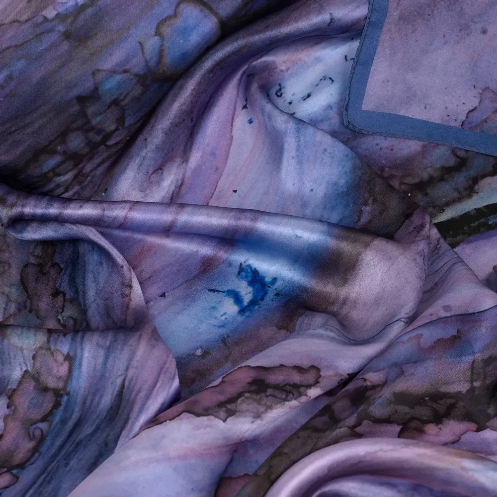 Foulards et écharpes - Purple Lucky Stone Foulard en soie | 90x90 cm - ELCIELA