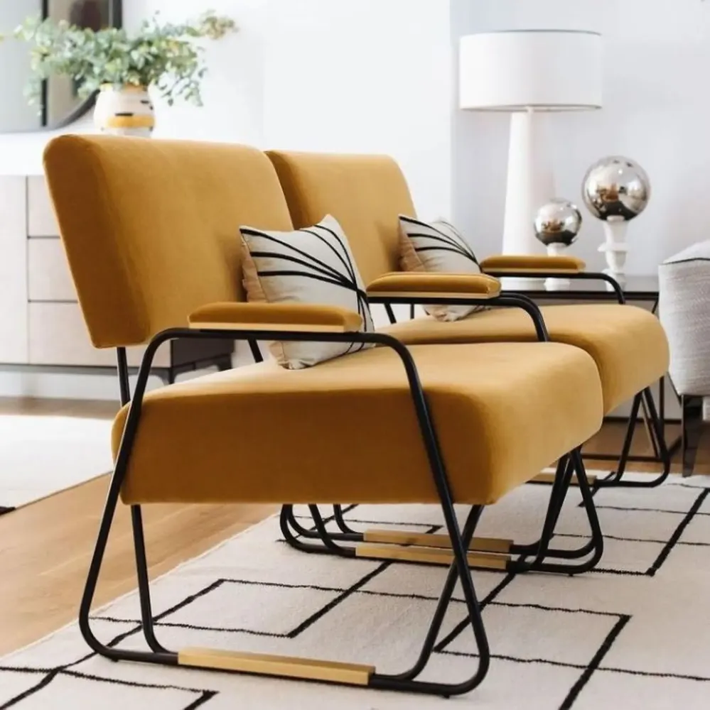 Lounge chairs for hospitalities & contracts - Apollo Armchair in Iron Lacquered Structure and Boucle Fabric - DUISTT