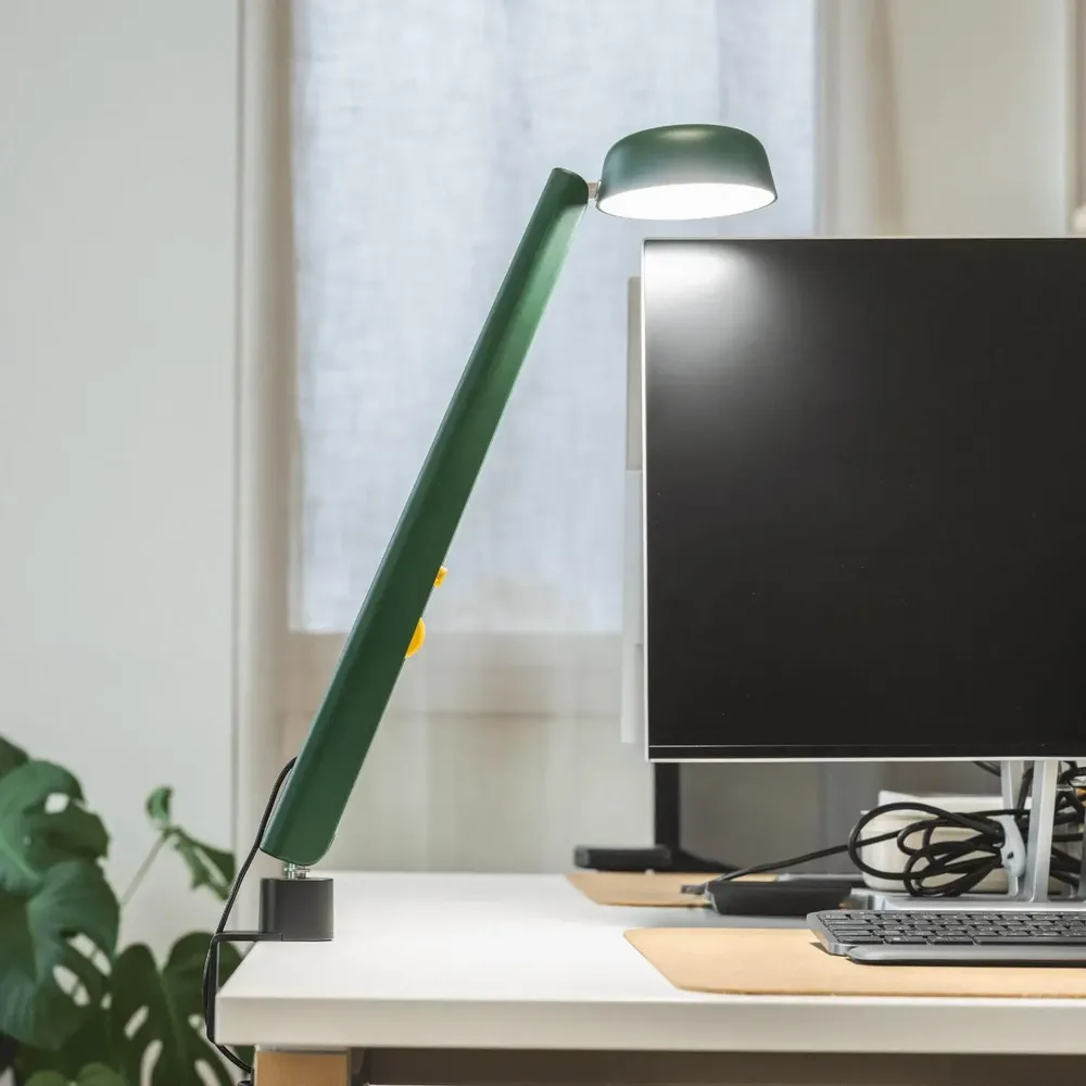 Aménagements pour bureau - Lampe Polux Original à pince - L - Vert forêt & Jaune - LUMINAIRES POLUX