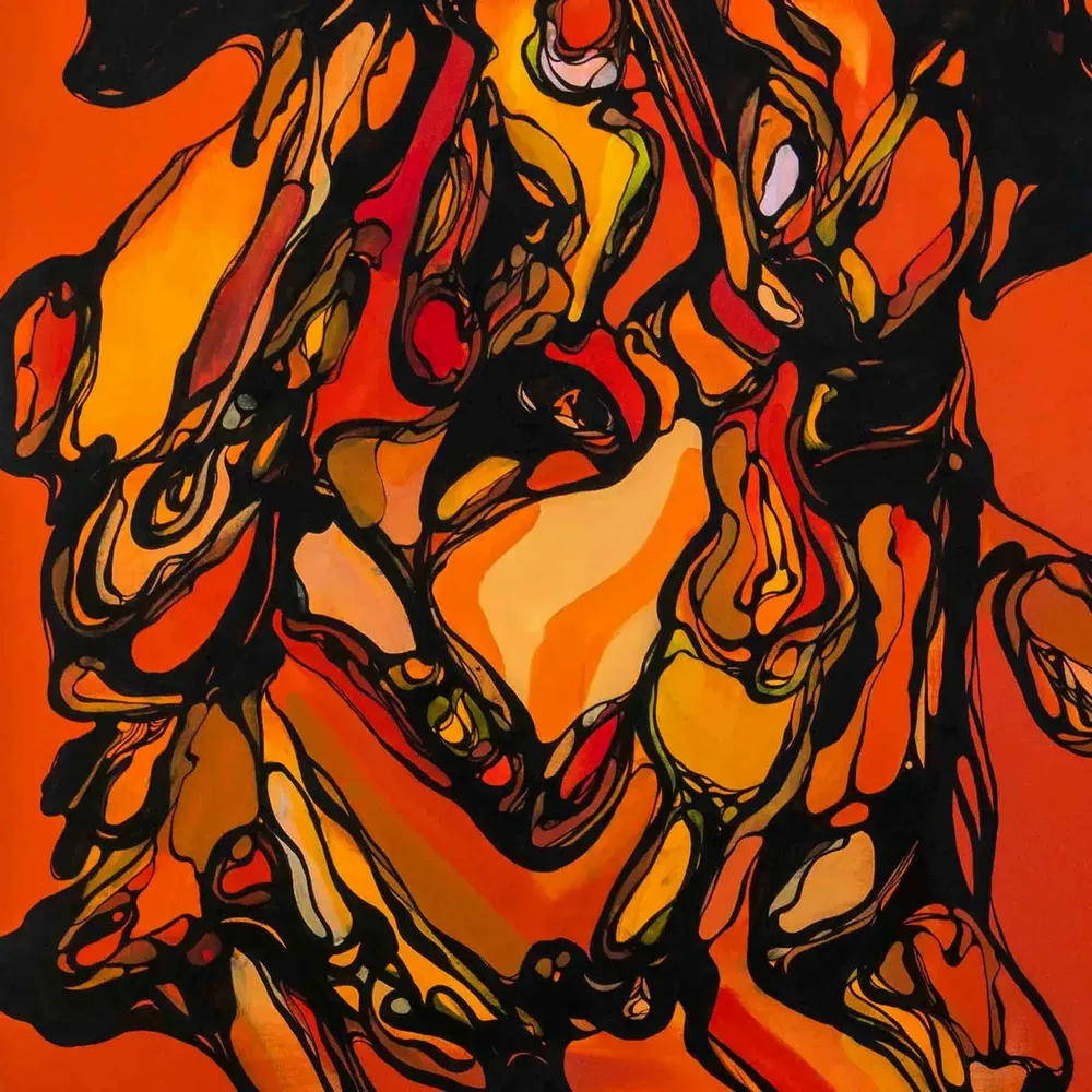 Pièces uniques - Flames Toile en soie | 60x73 cm - ELCIELA
