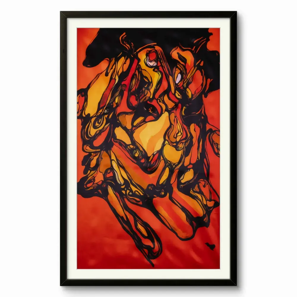 Pièces uniques - Flames Toile en soie | 60x73 cm - ELCIELA
