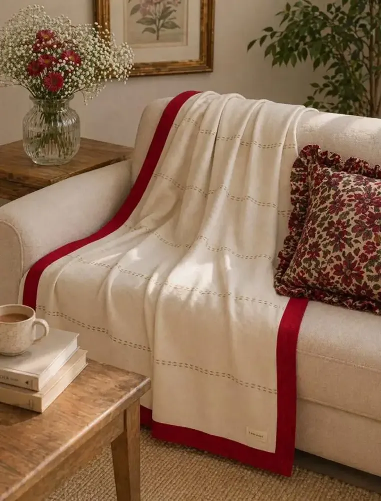 Homewear - Handcrafted cotton sofa throw from pre-loved saris - I WAS A SARI