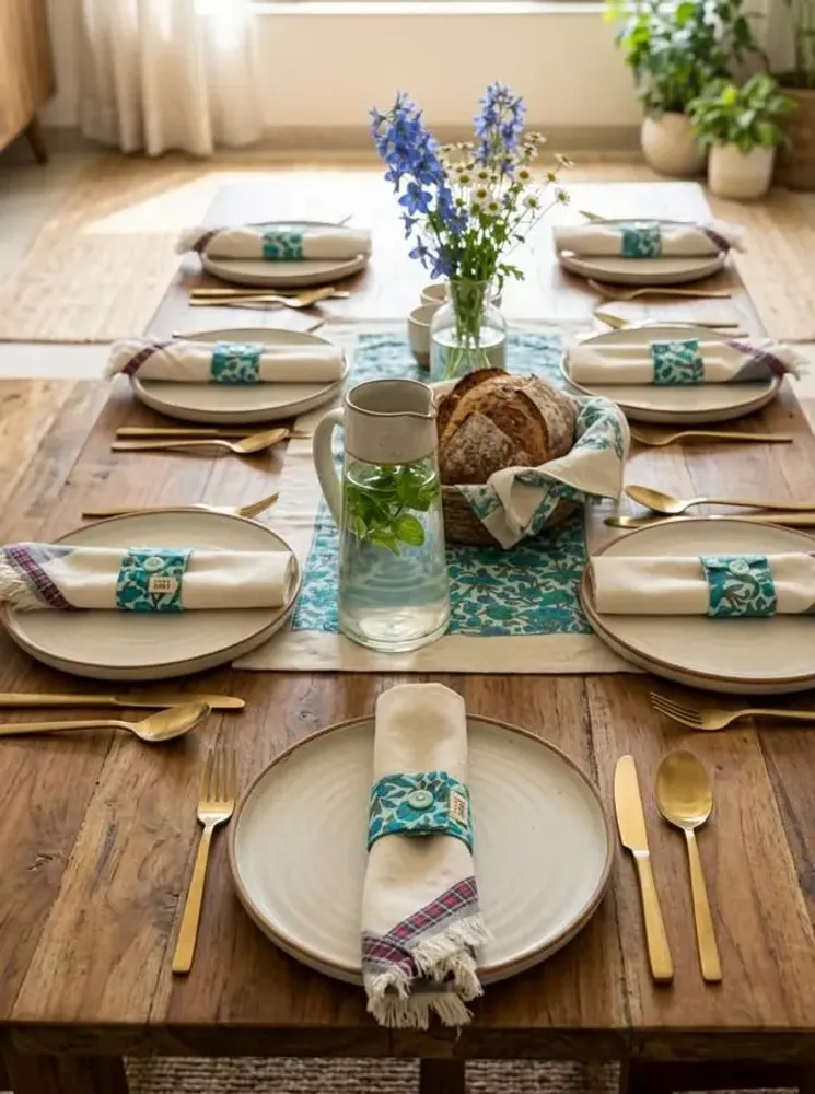 Homewear - Napkin ring set made from upcycled saris (6 pieces) - I WAS A SARI