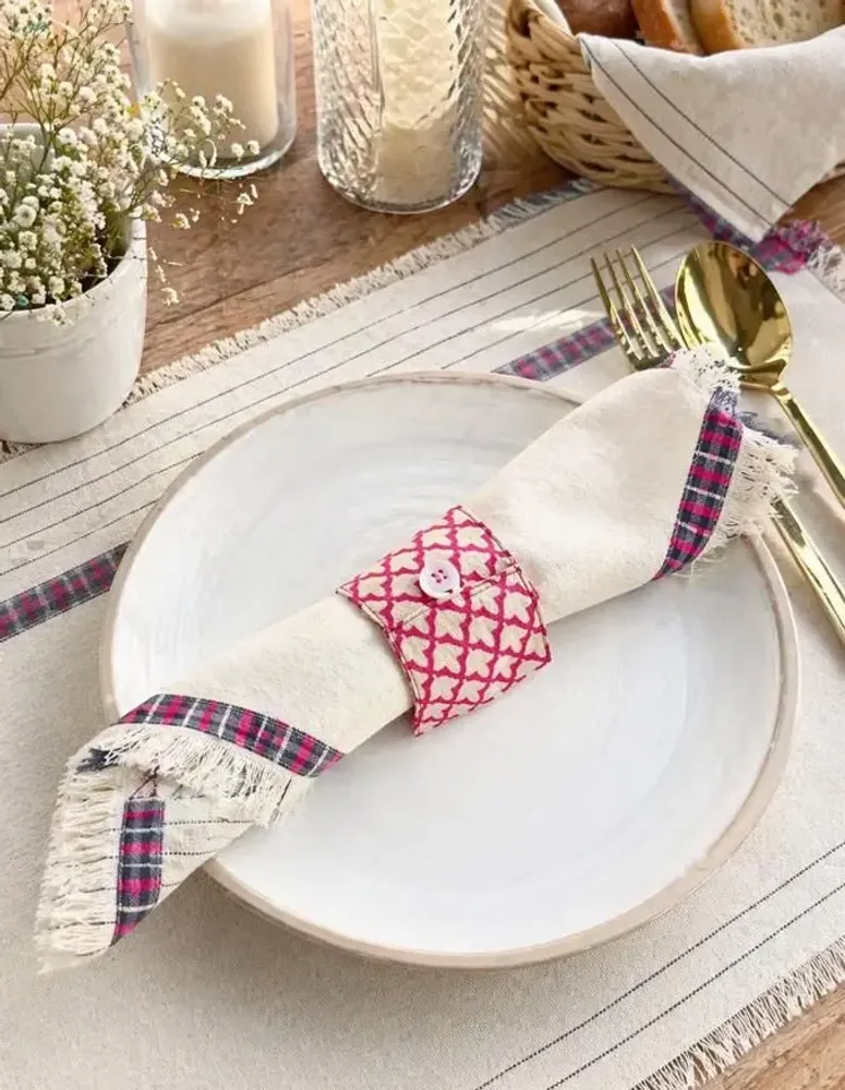 Homewear - Napkin ring set made from upcycled saris (6 pieces) - I WAS A SARI