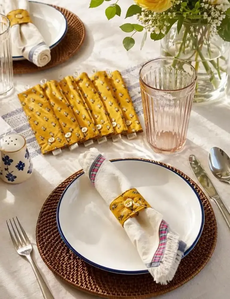 Homewear - Napkin ring set made from upcycled saris (6 pieces) - I WAS A SARI