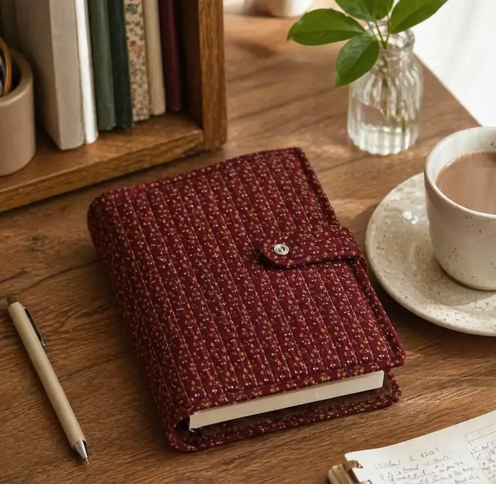 Homewear - Quilted A5 notebook cover made from upcycled saris - I WAS A SARI