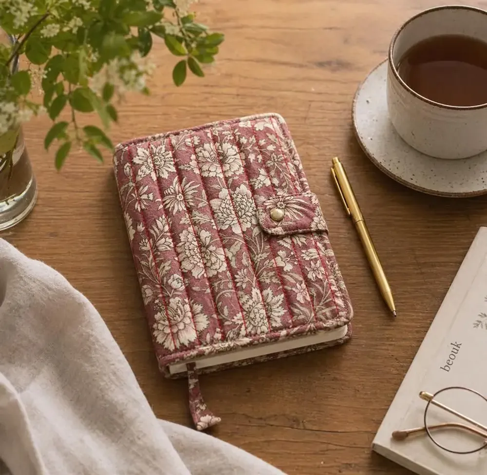 Homewear - Quilted handcrafted sustainable A6 notebook cover - I WAS A SARI