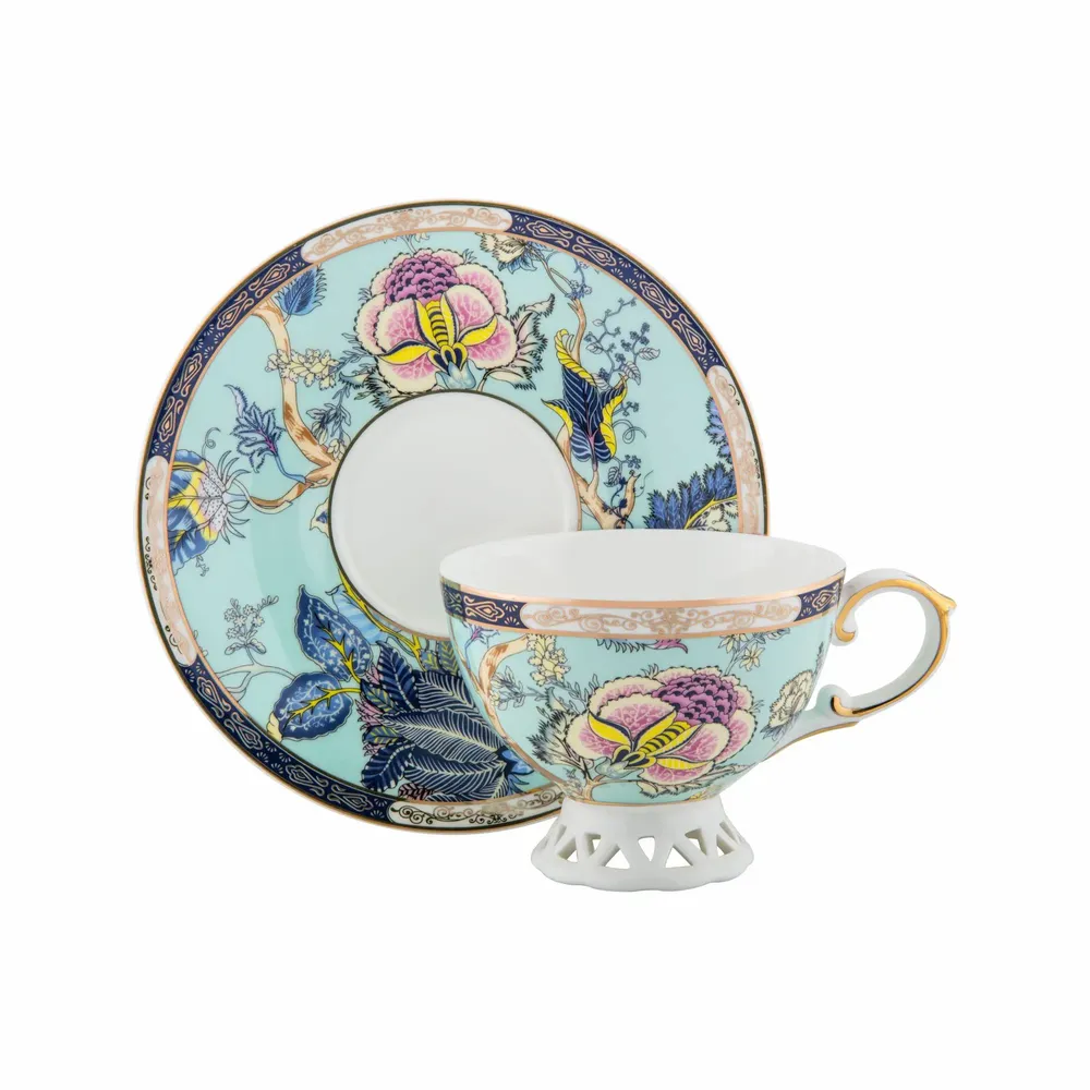 Assiettes au quotidien - Service à thé Oriental Blossom bleu serein - TIME FOR TEA