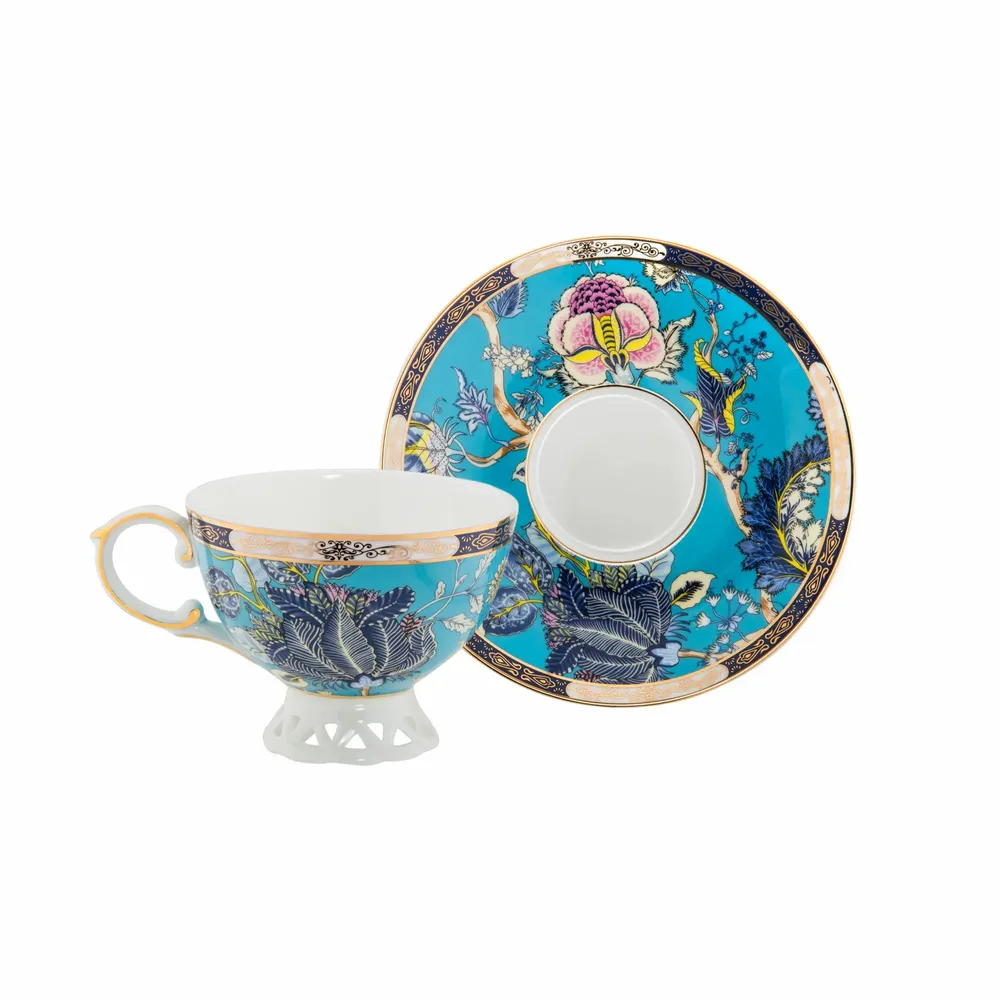 Assiettes au quotidien - Service à thé Oriental Blossom bleu serein - TIME FOR TEA