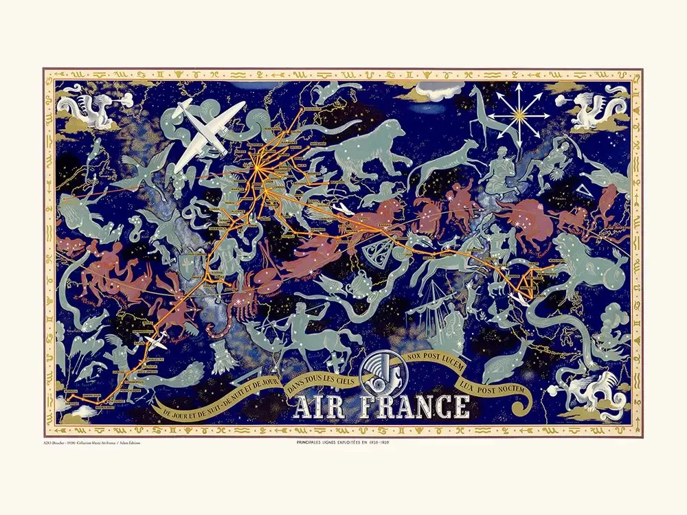 Poster - Celeste Air France World Map - SALAM ÉDITIONS