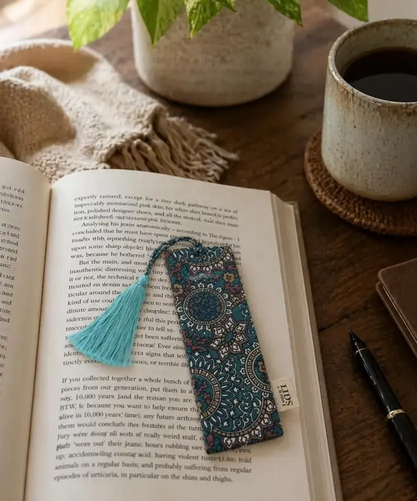Homewear - Small artisan-made sari bookmark with tassel - I WAS A SARI
