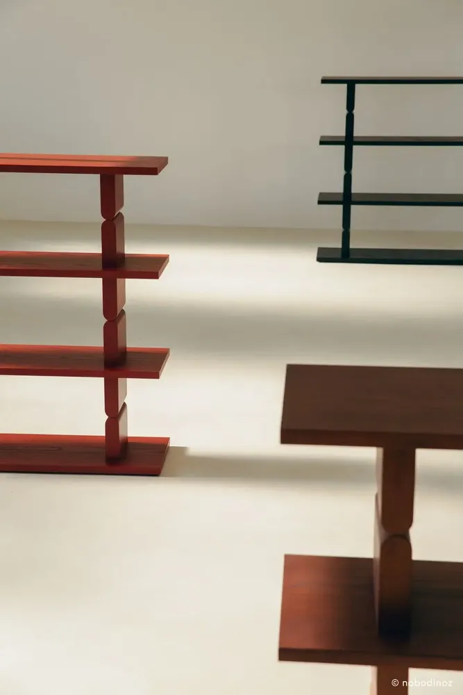 Bookshelves - Bookshelves stained wood noon - NOBODINOZ