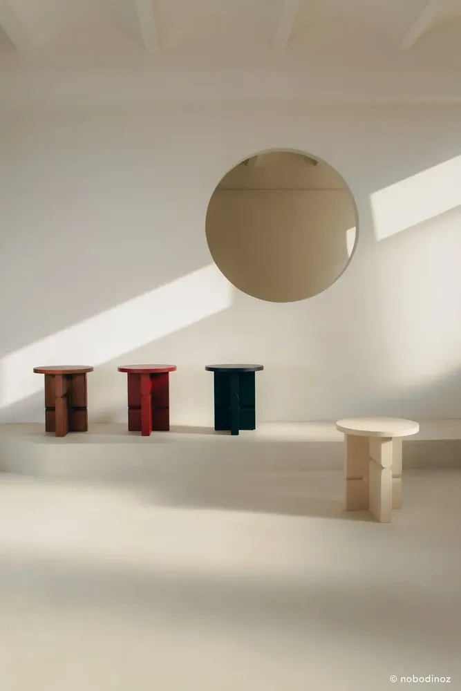 Bibliothèques - Tabouret et table d'appoint en bois peint noon - NOBODINOZ