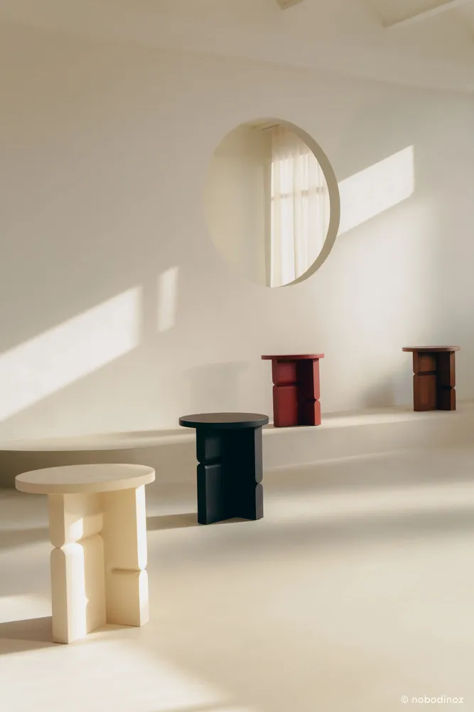 Bibliothèques - Tabouret et table d'appoint en bois peint noon - NOBODINOZ