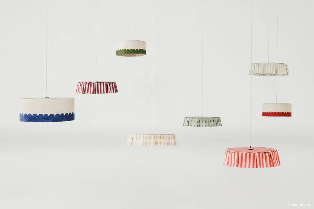 Abat-jours - Abat-jour pour suspension en lin français diam. 40 cm - Vibes - NOBODINOZ
