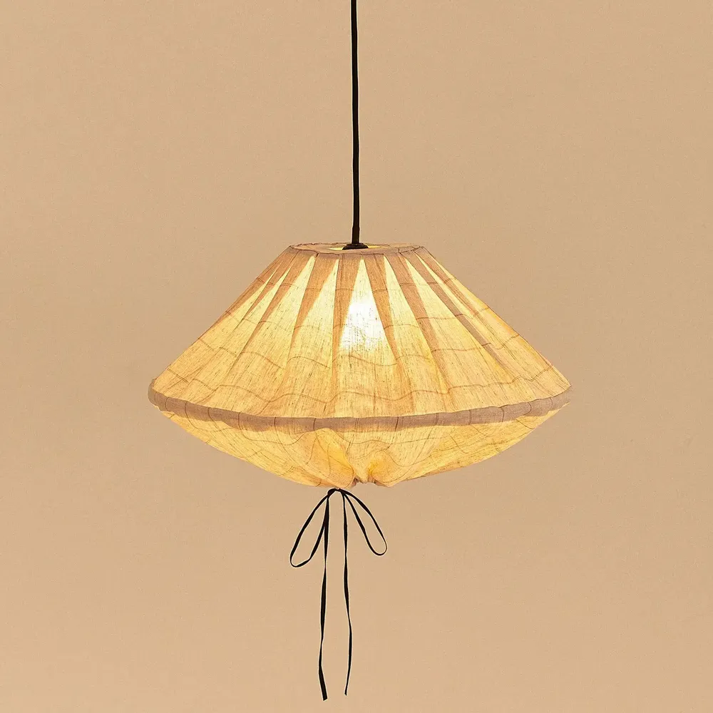 Abat-jours - Abat-jour pour suspension en lin français diam. 50cm Yumi - NOBODINOZ