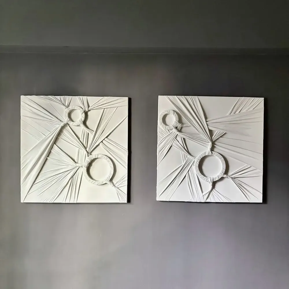 Other wall decoration - Pure Echoes: Set of 2 Handmade Textured Relief Paintings - SARMAL DESIGN
