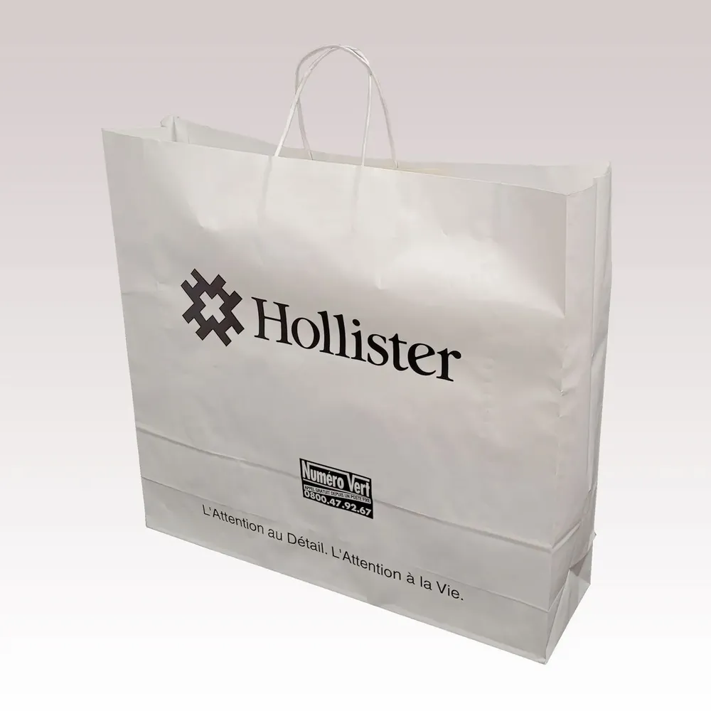 Sacs et cabas - Sac Papier à Poignées Torsadées kraft blanc - LE SAC PUB SUR MESURE BY AIRIPLAST