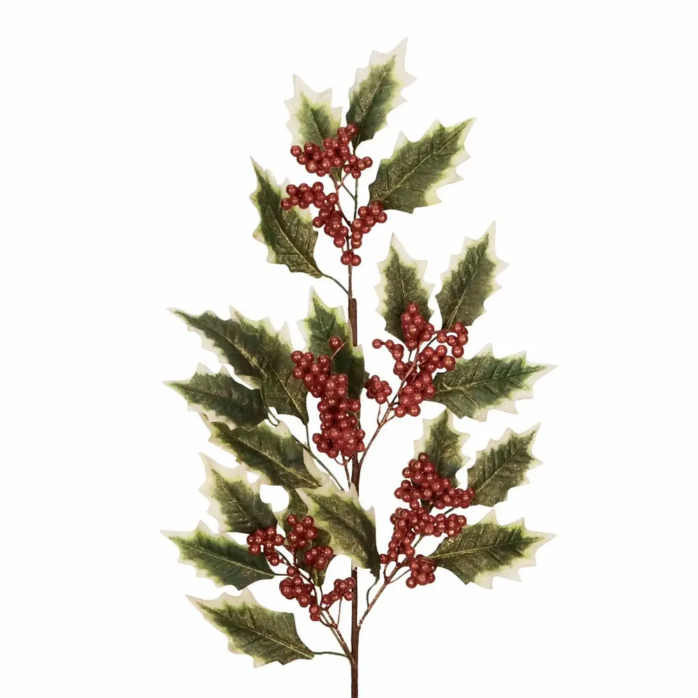 Décorations florales - HOLLY/BERRY STEM GRN/OR/CRM 76CM - GOODWILL M&G