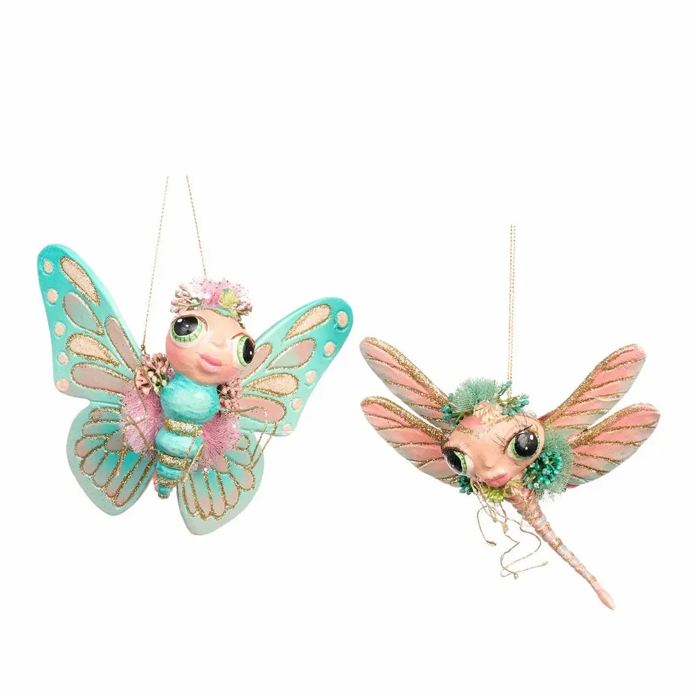 Other Christmas decorations - LILY POND DRAGON/BUTTERFLY ORN ASS/2 GRN/PNK 15CM - GOODWILL M&G