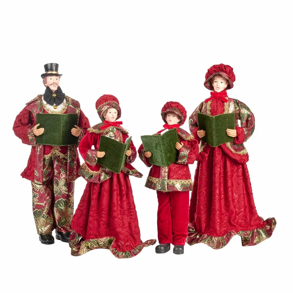 Autres décorations de Noël - FABR.CAROL SINGER FAMILY TT SET/4 RD/GLD 20CM - GOODWILL M&G