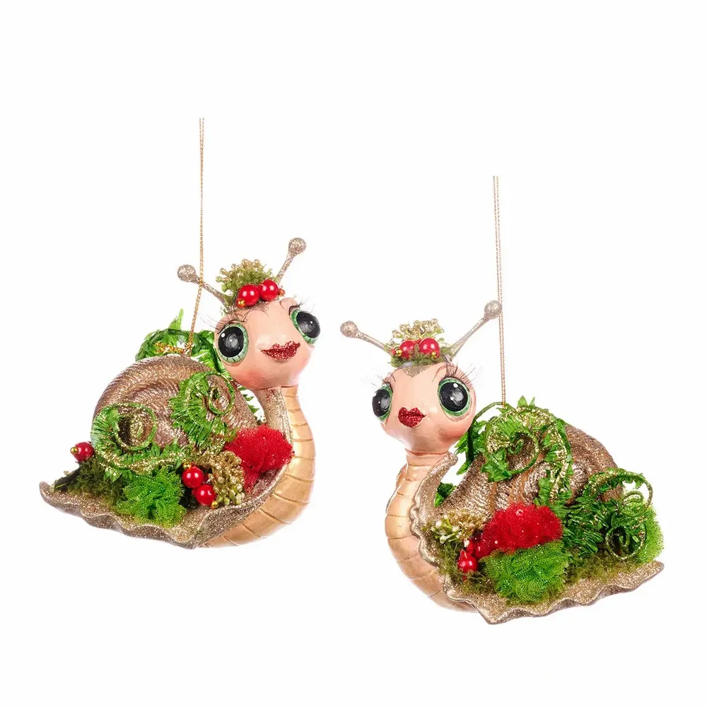 Other Christmas decorations - ENCH.WOODS FERN SNAIL ORN ASS/2 BRWN/GRN 11CM - GOODWILL M&G