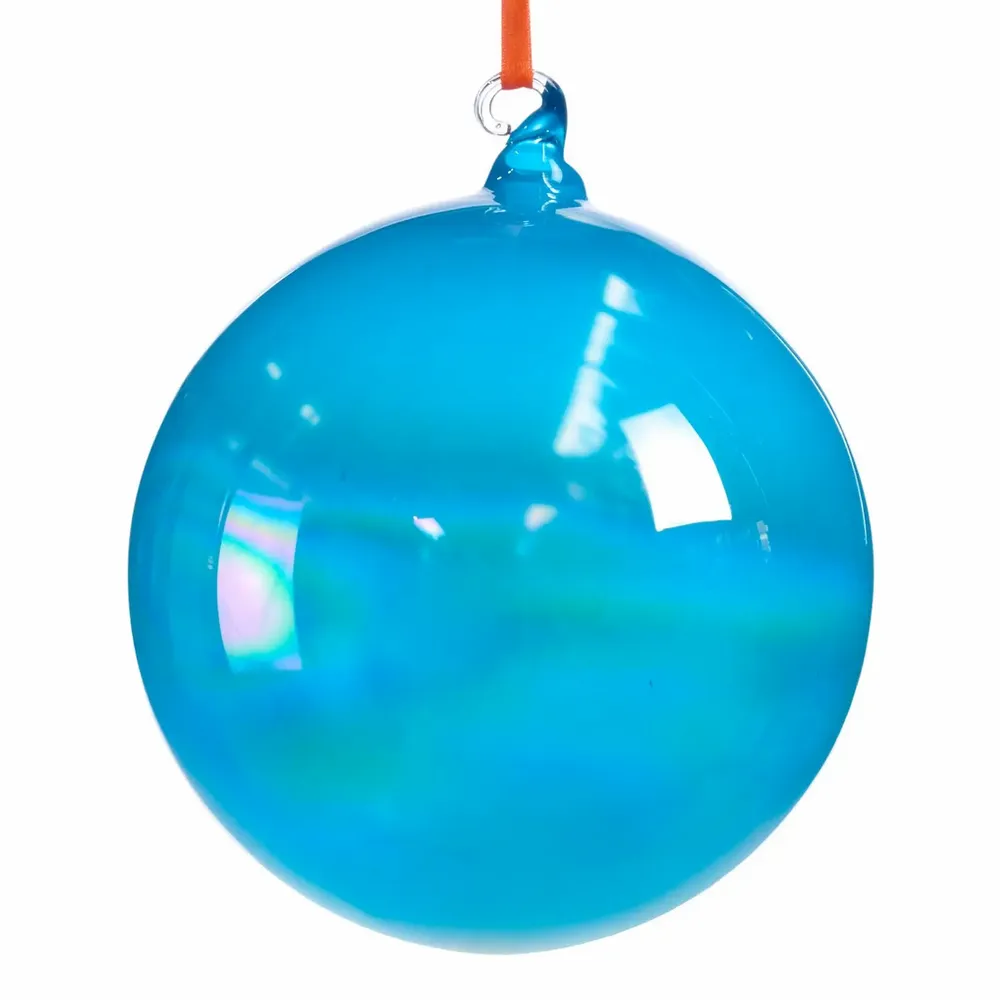 Guirlandes et boules de Noël - GLSS IR.BALL ON RIBBON BLU/OR/MULTI 15CM - GOODWILL M&G
