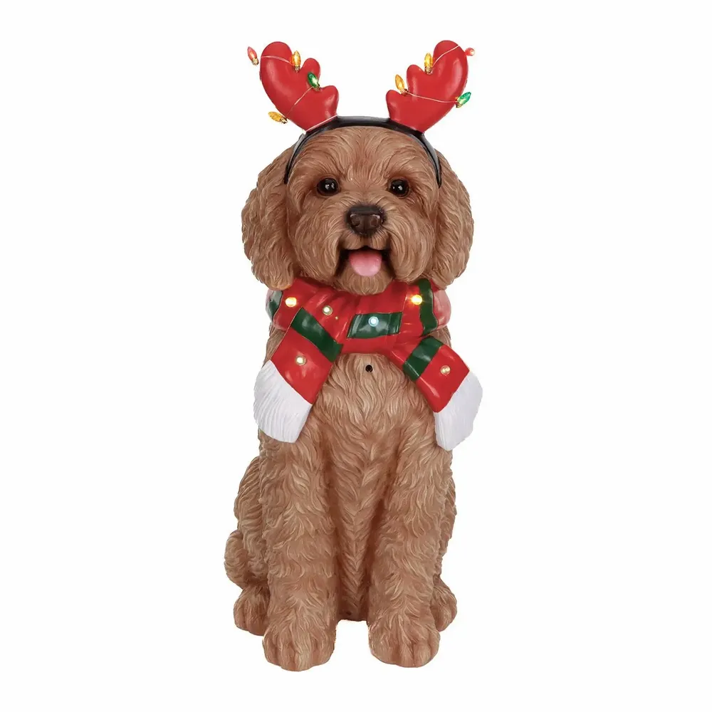 Other Christmas decorations - LED SITT. XMAS DOG TT BRWN/RD 66CM batt.op - GOODWILL M&G