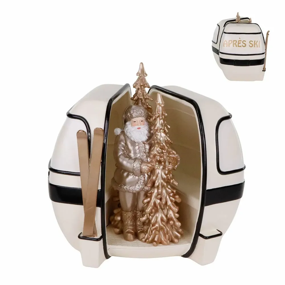 Autres décorations de Noël - APRES SKI SANTA IN SKI LIFT TT WH/GLD 36CM - GOODWILL M&G