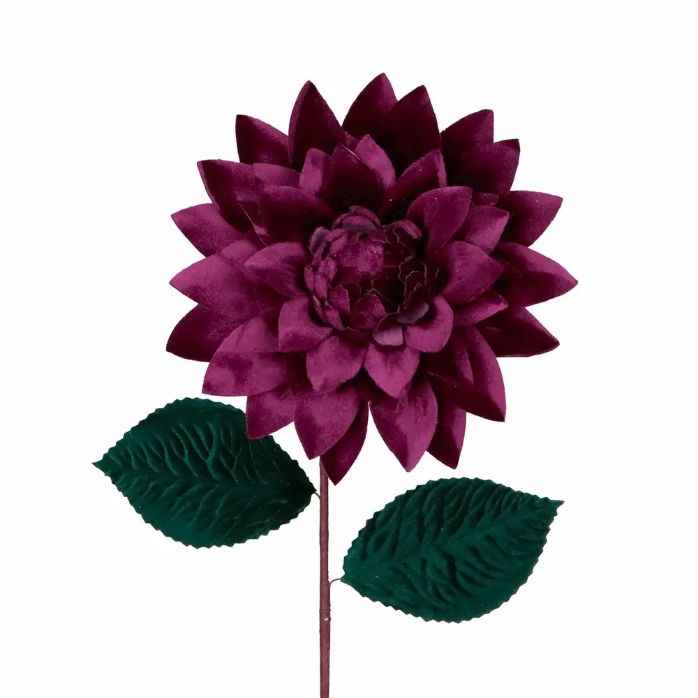 Décorations florales - FABR.OPEN FLOWER/LEAF STEM BURG/GRN 45CM - GOODWILL M&G
