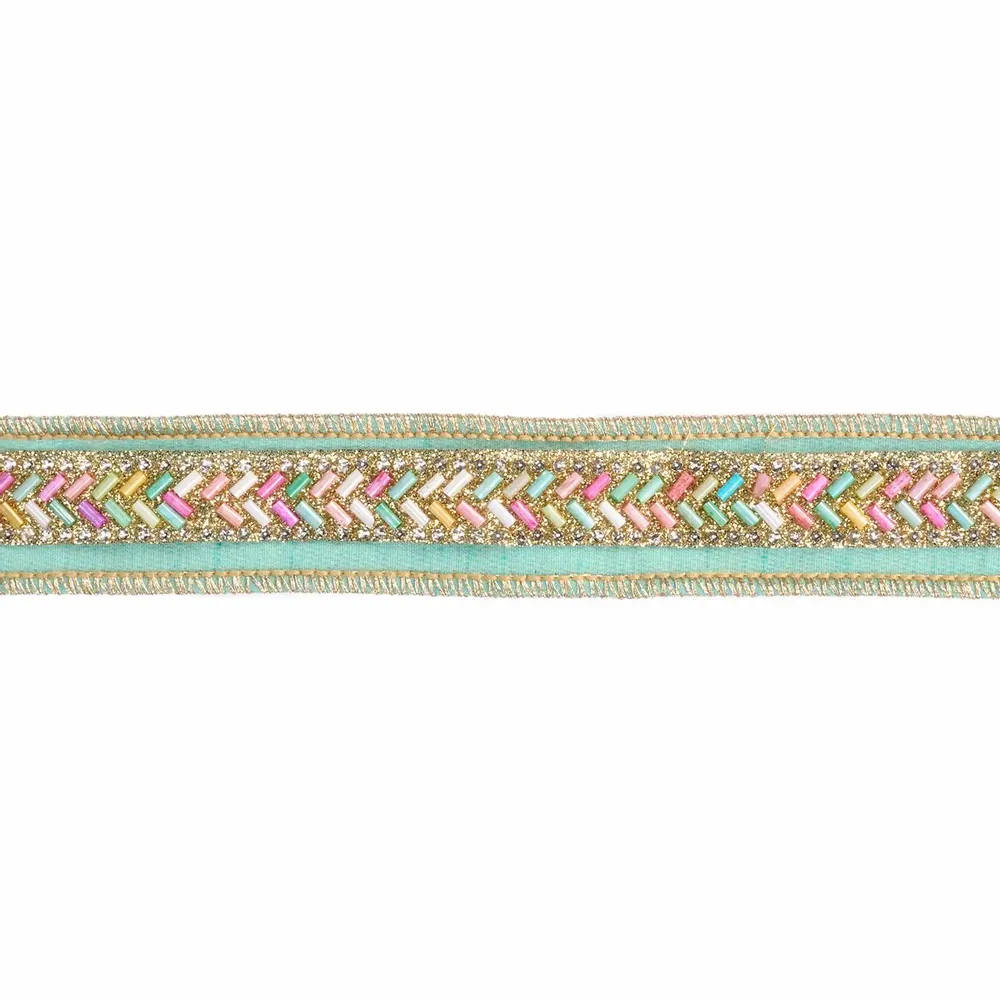 Autres décorations de Noël - DUP.BEAD.TRIM RIBBON GRN/MULTI 3,8CM/5Y - GOODWILL M&G