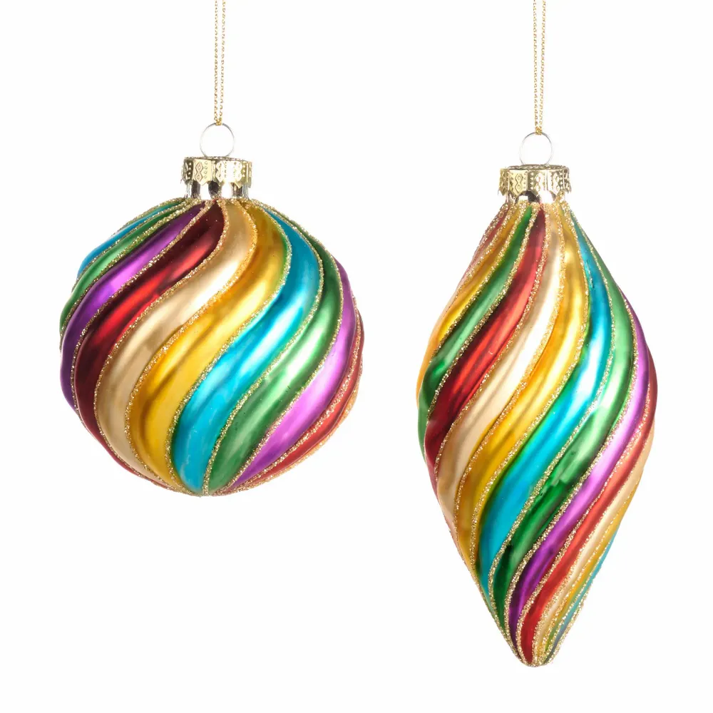 Guirlandes et boules de Noël - GLSS 3D SWIRL RAINBOW BALL/FIN.ORN ASS/2 MULTI 8CM - GOODWILL M&G