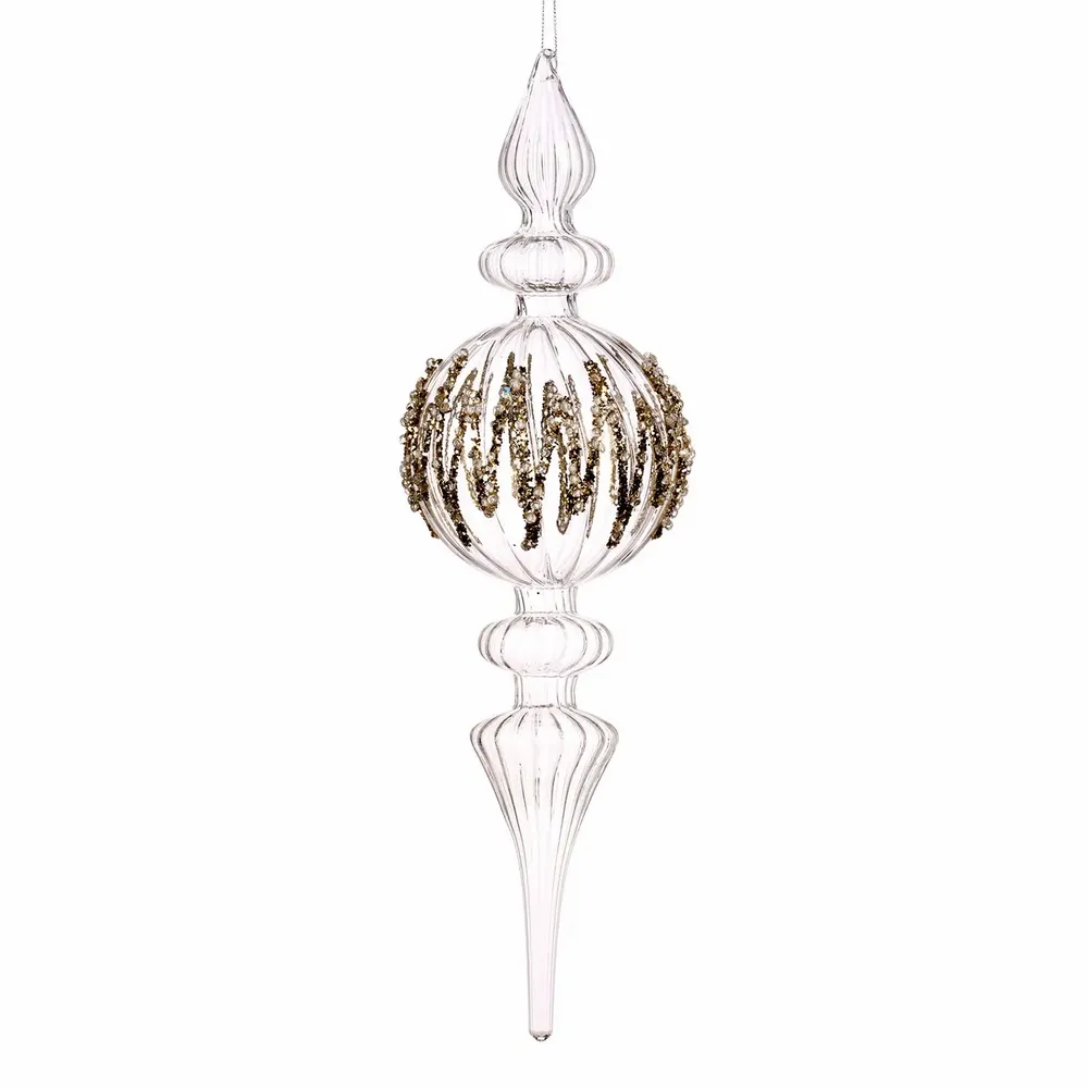Christmas garlands and baubles - GLSS JEWEL ZIGZ.BALL FINIAL ORN CLR/GLD 35CM - GOODWILL M&G