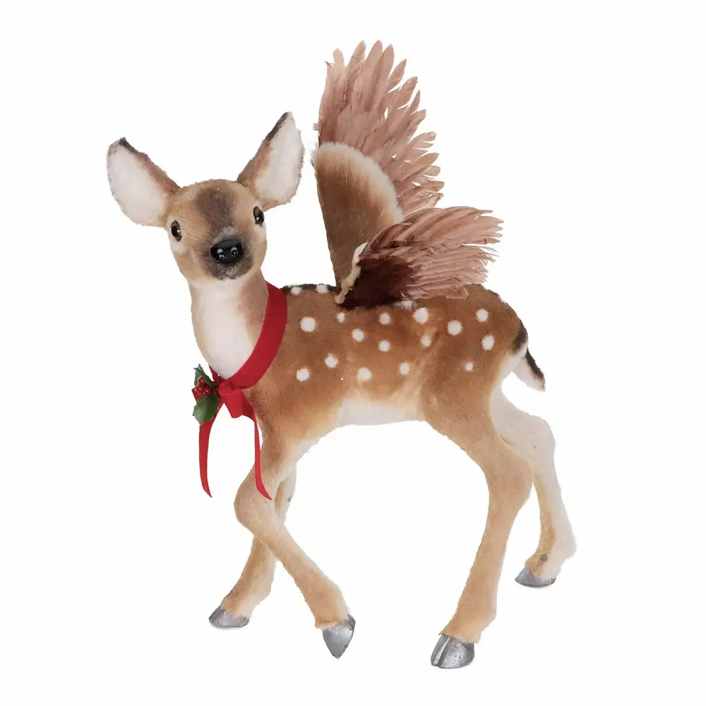 Other Christmas decorations - FABR.XMAS FAIRY BAMBI DEER TT BRWN/RD 58CM - GOODWILL M&G