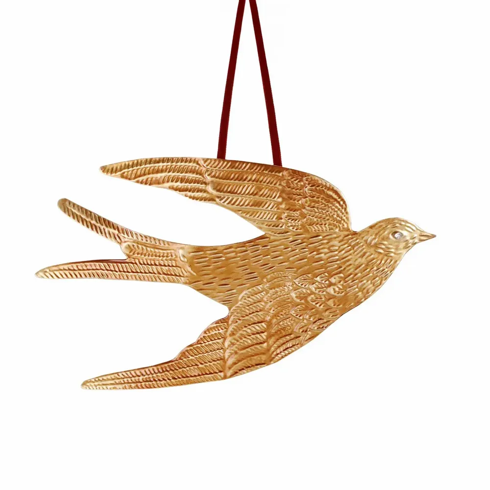 Autres décorations de Noël - MET.JEWEL SWALLOW BIRD ORN GLD 28CM - GOODWILL M&G
