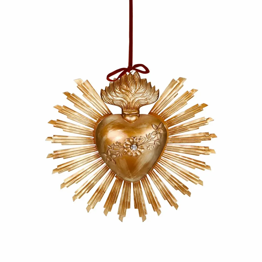 Autres décorations de Noël - MET.JEWEL SUNBURST HEART ORN GLD 31CM - GOODWILL M&G