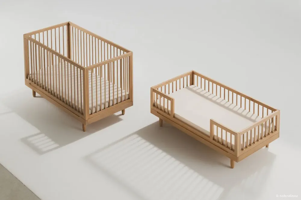 Lits - Lit bébé évolutif en chêne massif Pure - NOBODINOZ