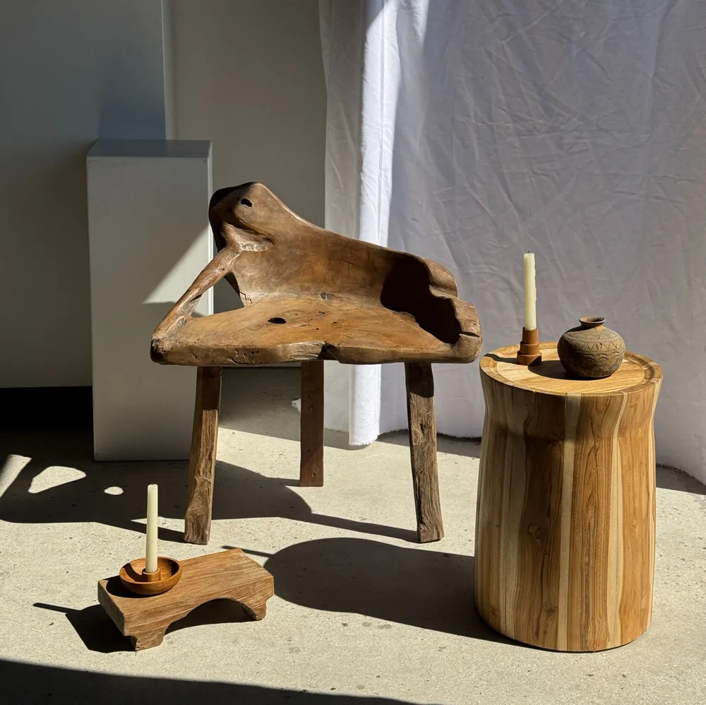 Tabourets - Table d'appoint ou tabouret circulaire en suar H51 D35 - OFFICE OBJETS