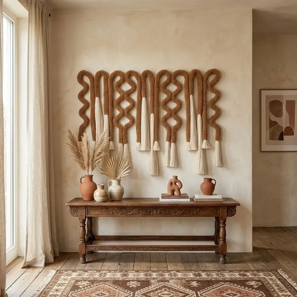 Other wall decoration - Nomad Rhythm Handmade Cotton Fiber Wall Art - SARMAL DESIGN