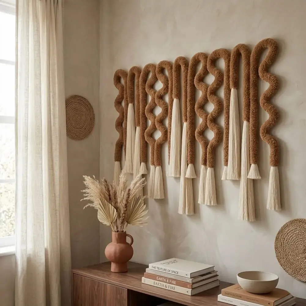 Other wall decoration - Nomad Rhythm Handmade Cotton Fiber Wall Art - SARMAL DESIGN