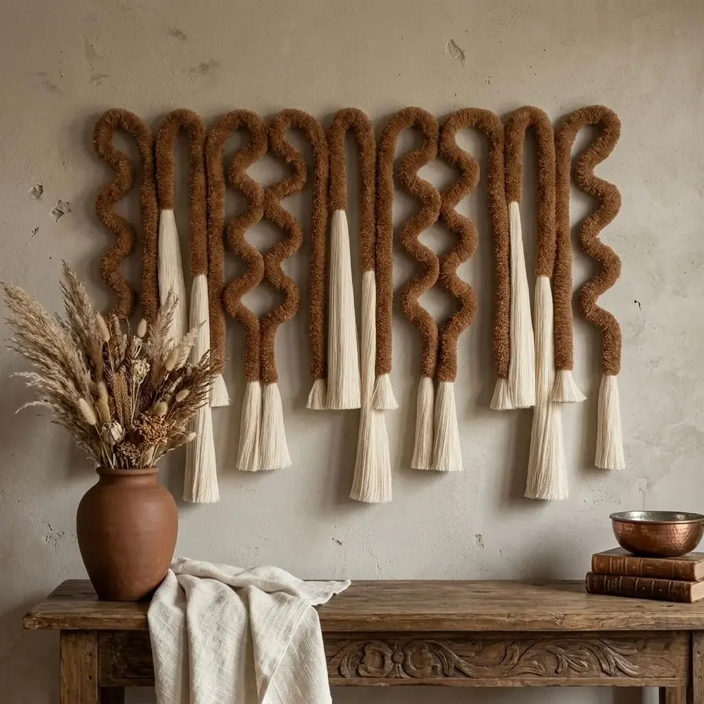 Other wall decoration - Nomad Rhythm Handmade Cotton Fiber Wall Art - SARMAL DESIGN