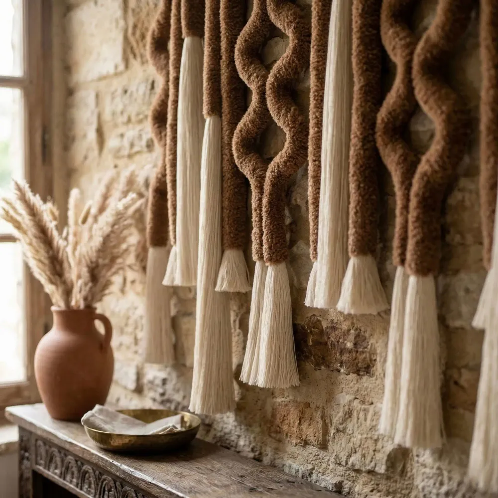 Other wall decoration - Nomad Rhythm Handmade Cotton Fiber Wall Art - SARMAL DESIGN