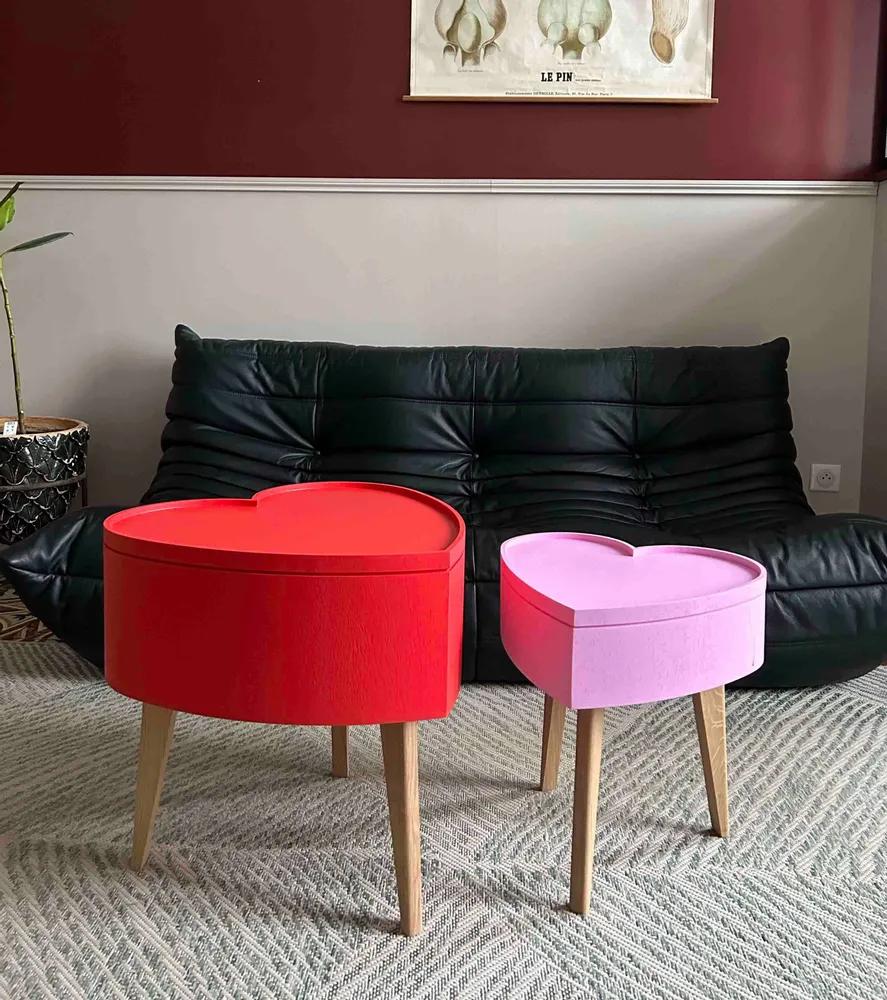 Tables basses - COEUR DE VALENTINE - ROUGE - TAILLE L - RÉ- ÉDITION